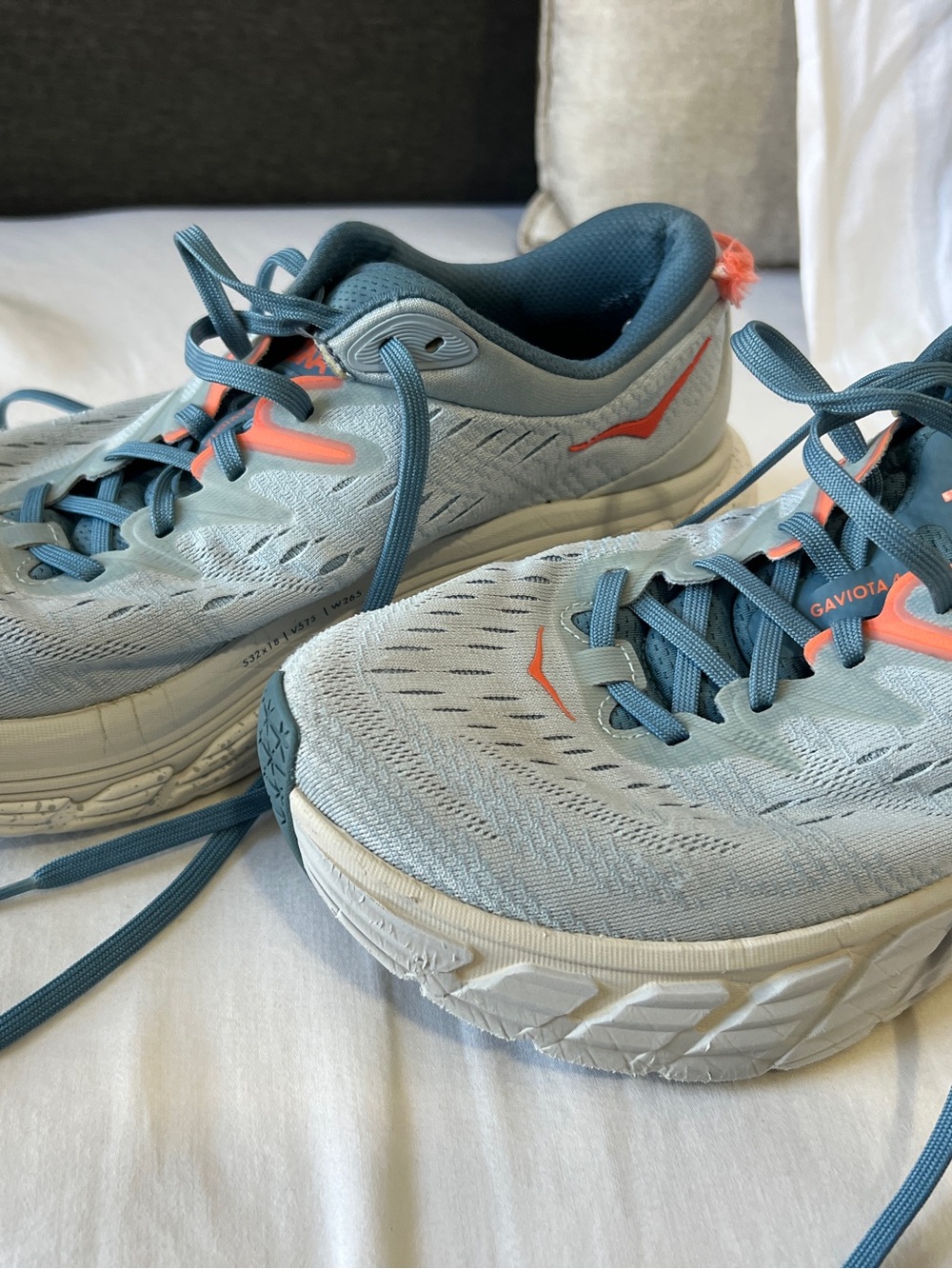 Hoka Gaviota Women's Running Shoes - Light Blue with Coral Accents